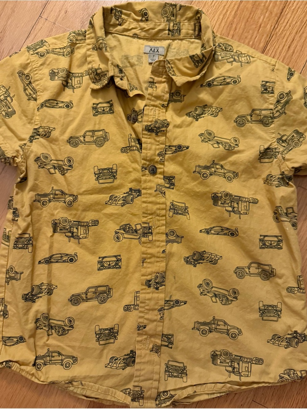 Rex dress shirts boys 7Yellow Boys' Short-Sleeve Car Print Shirt